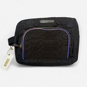 Aimee Kestenberg Black Quilted Bag with Purple Trim